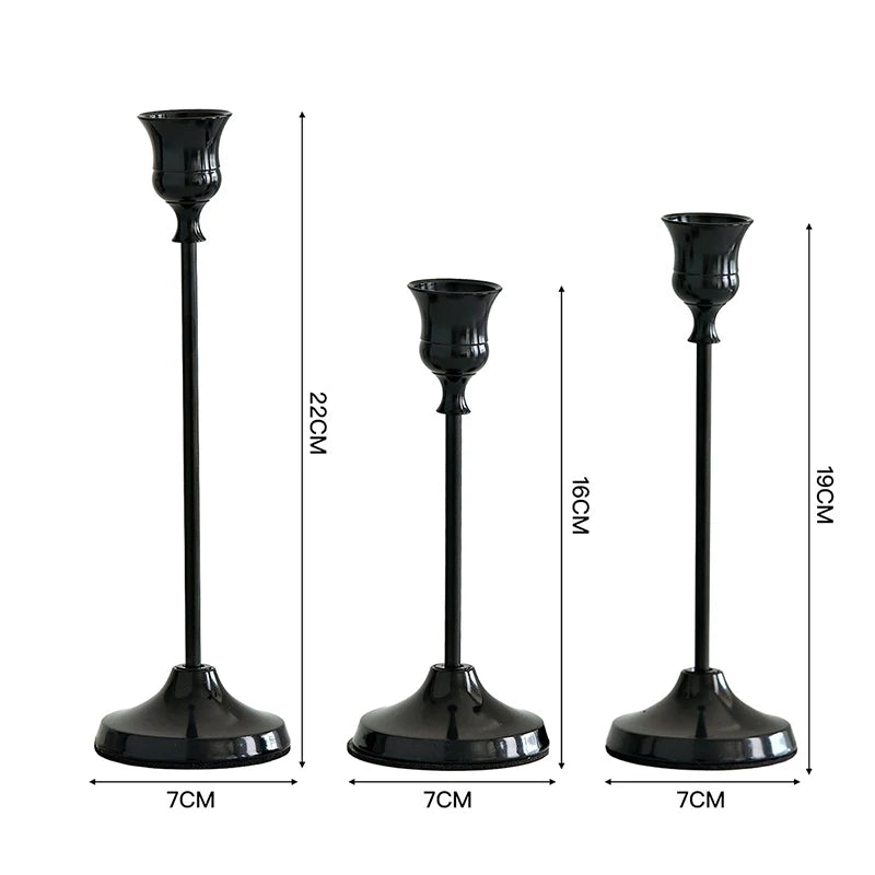 Vintage metallinen kynttilänjalka-setti (3 kpl)