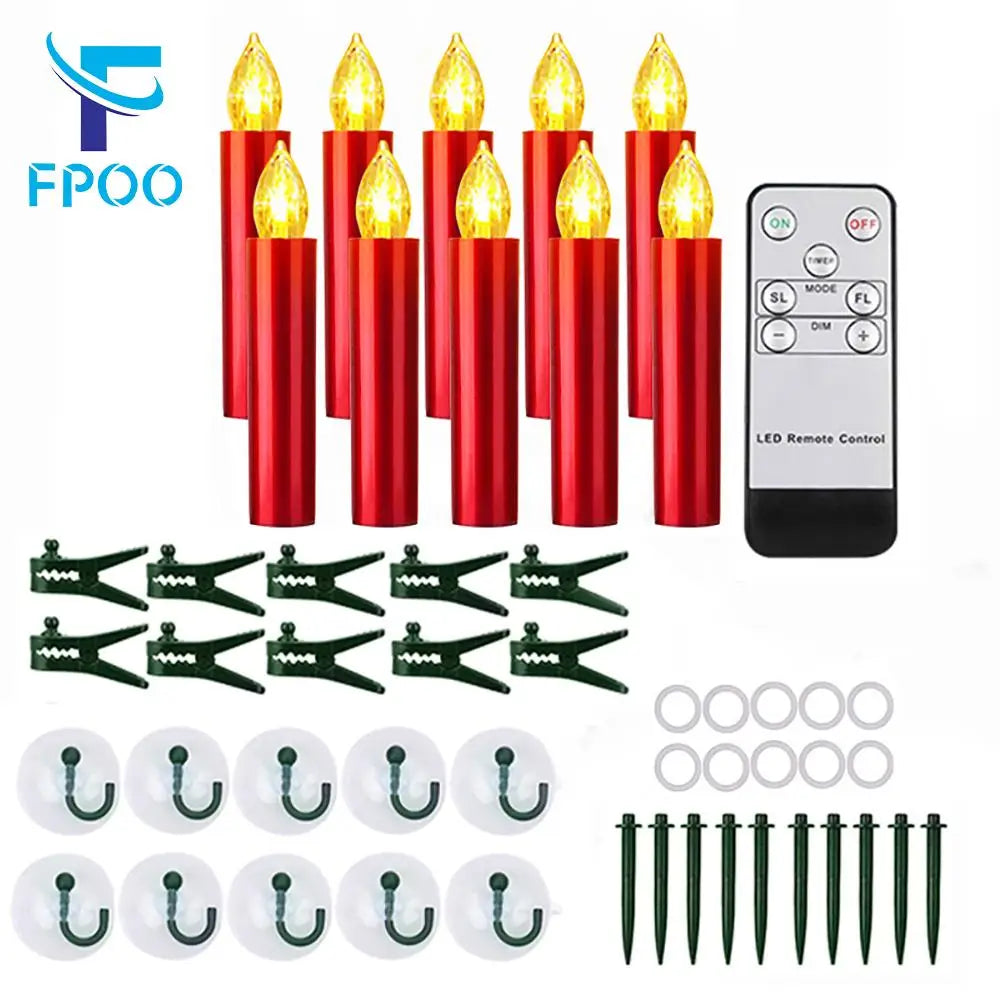 10PCS LED Christmas Tree Candles with Remote Control & Timer