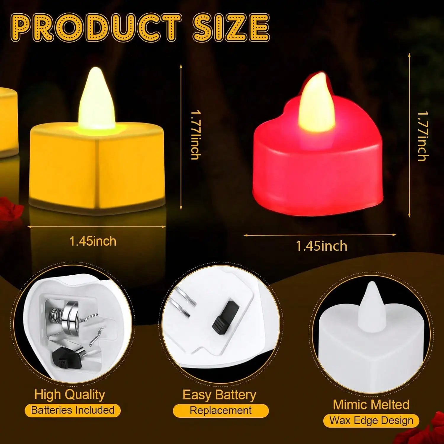 Heart-Shaped LED Flameless Tealight Candles – Romantic Decor Set