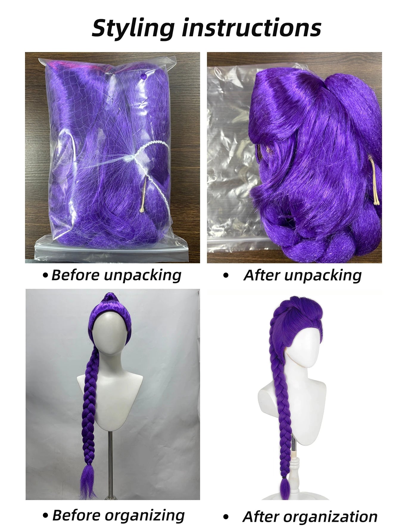 Purple Braided Clip-In Ponytail Wig – Cosplay Hair