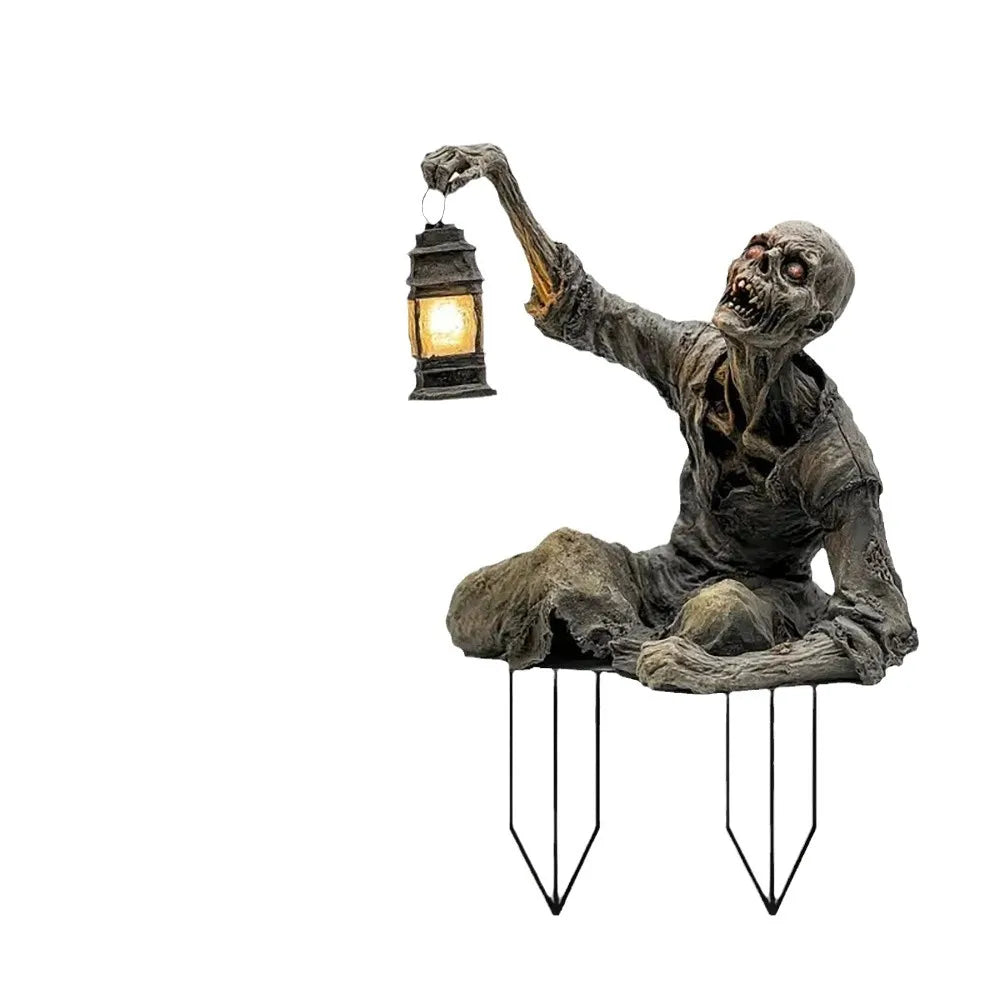 Halloween Zombie Lantern Ground Ornament – Acrylic Spooky Yard Decoration