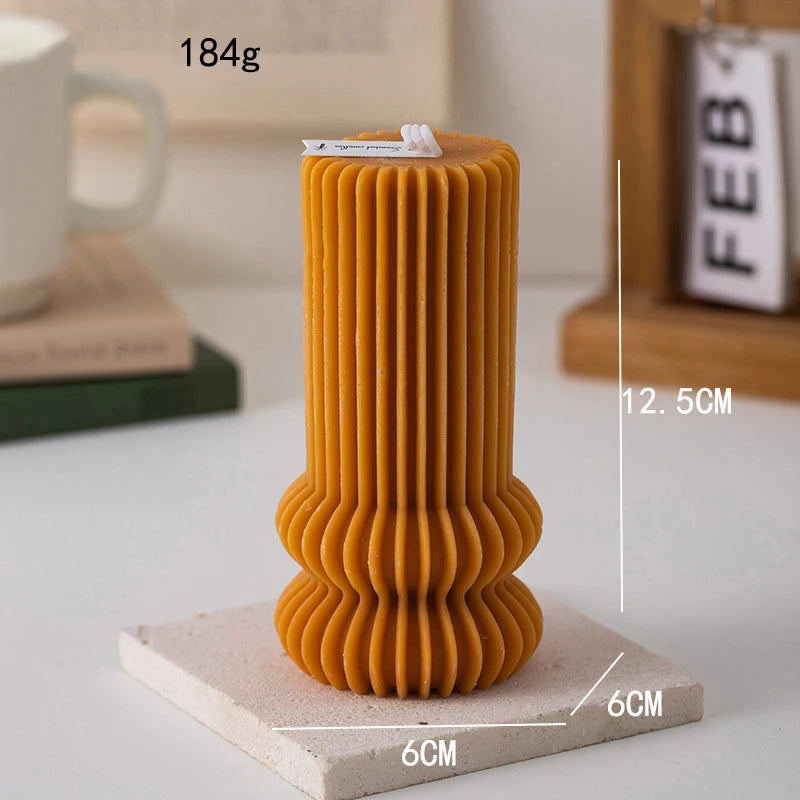 Geometric Pillar Candle – Sculpted Table Candle