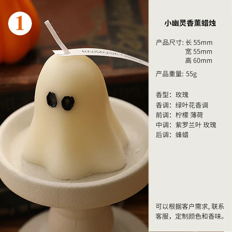 6-Piece Halloween Ghost Candle Set – Soy & Beeswax Aromatherapy