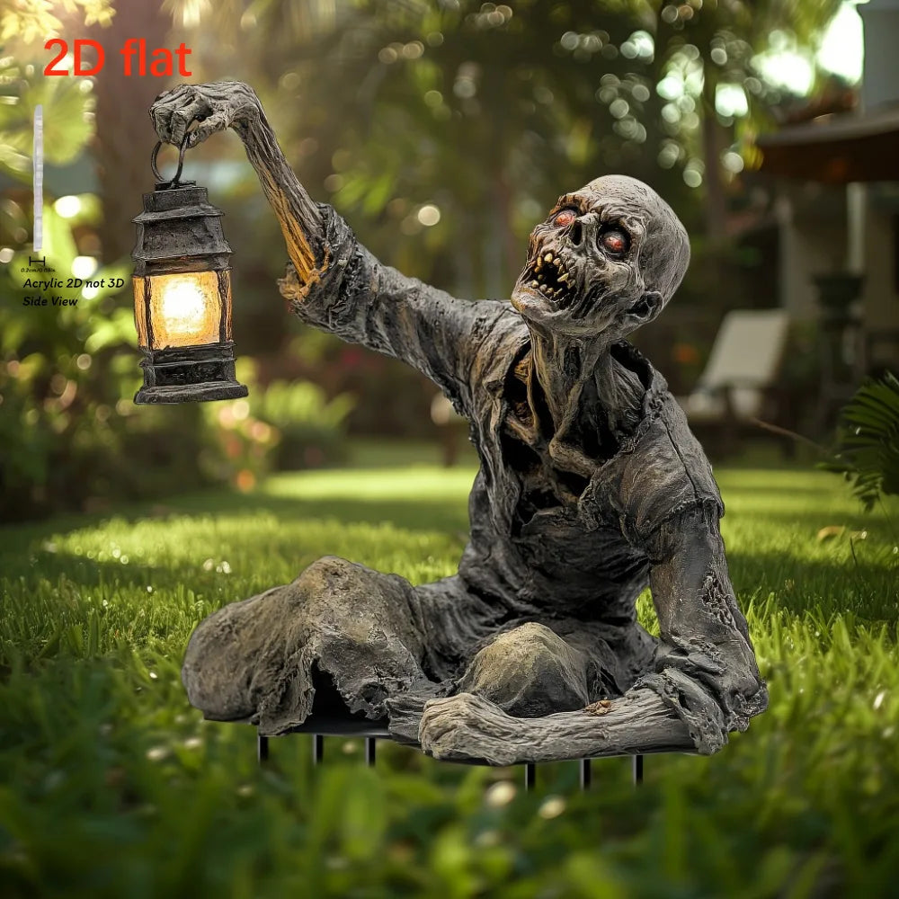 Halloween Zombie Lantern Ground Ornament – Acrylic Spooky Yard Decoration - candletown.net