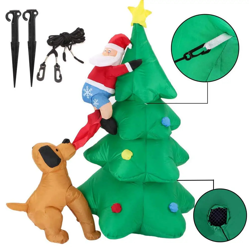 1.8m Inflatable Christmas Tree with Santa & Dog - candletown.net