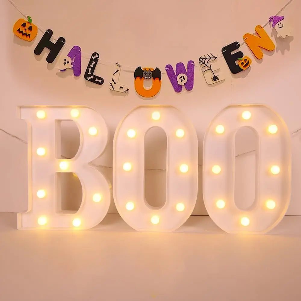 BOO LED Halloween Letter Lights – Indoor Marquee Decor