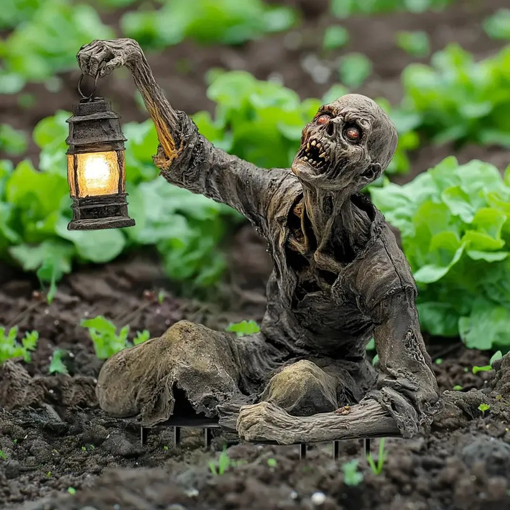 Halloween Zombie Lantern Ground Ornament – Acrylic Spooky Yard Decoration