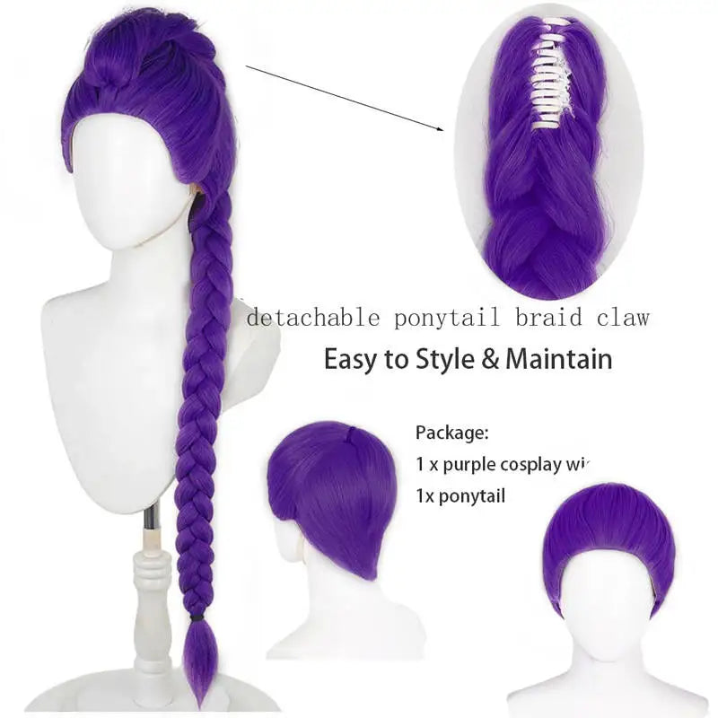 Purple Braided Clip-In Ponytail Wig – Cosplay Hair - candletown.net