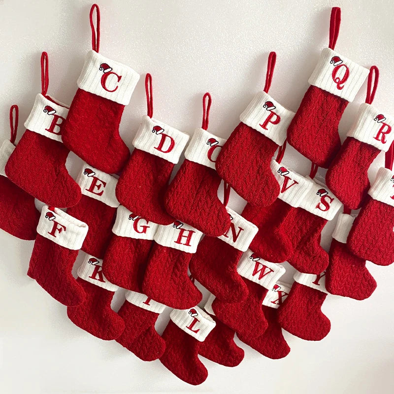 Christmas Knitted Stocking with Letter Design