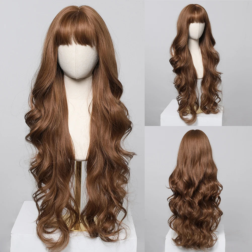 Curly Wig with Bangs – Heat-Resistant Cosplay & Party Wig