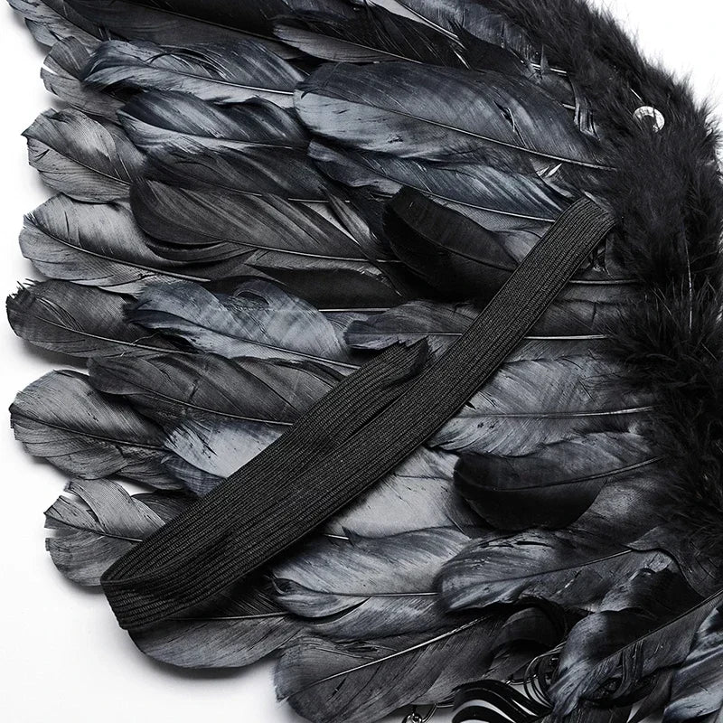 Punk Feather Wing Harness with Chains – Halloween & Party Accessory