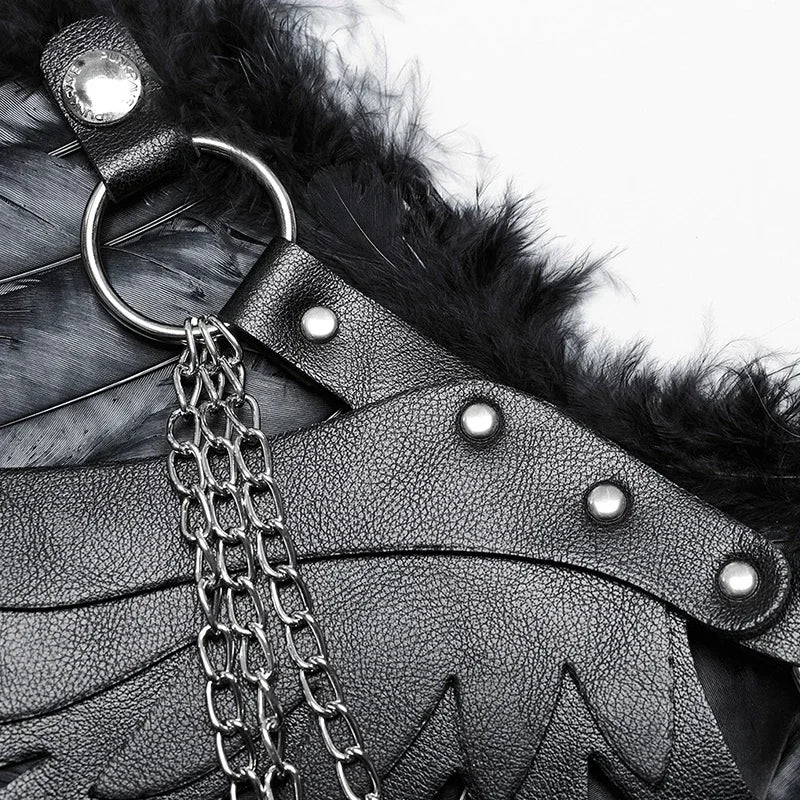 Punk Feather Wing Harness with Chains – Halloween & Party Accessory