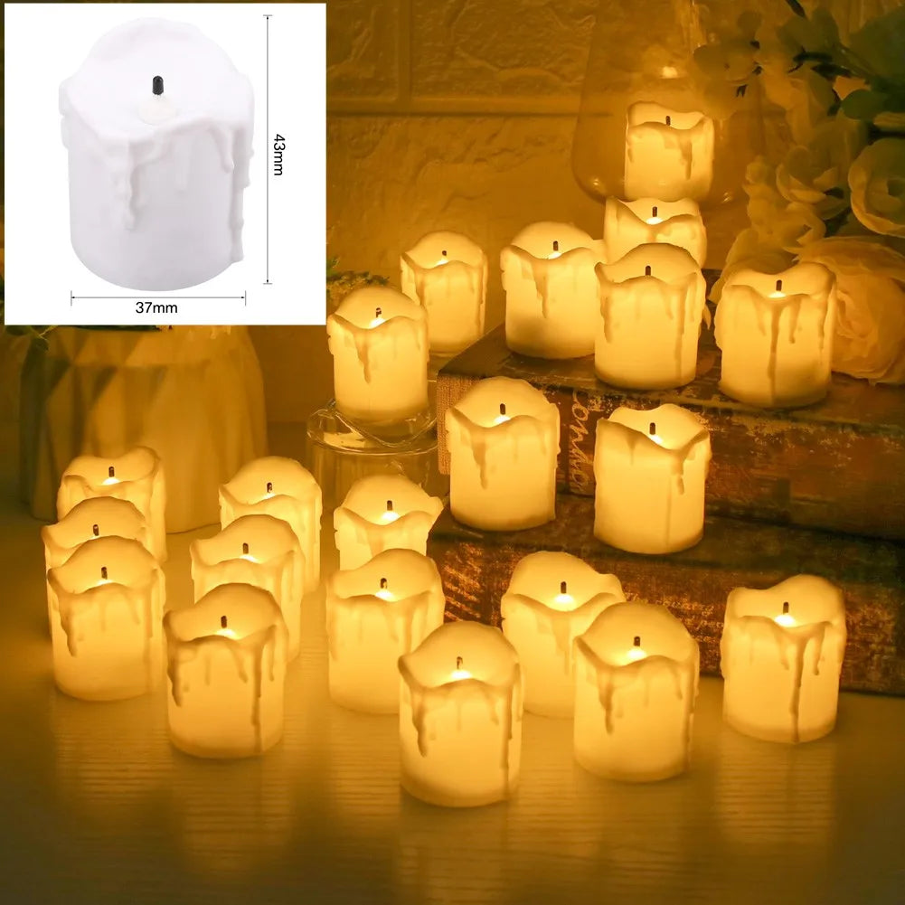 24-Pack Flickering LED Tea Light Candles – Remote & Flameless Decor