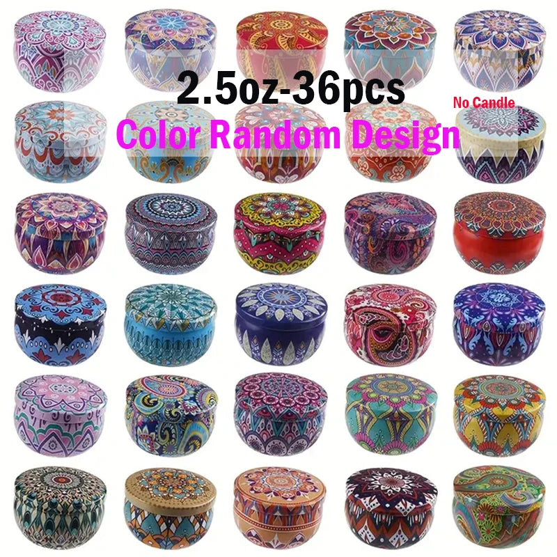 Printed Tin Candle Jars 2.5oz, Lids, Circle Heart or Butterfly