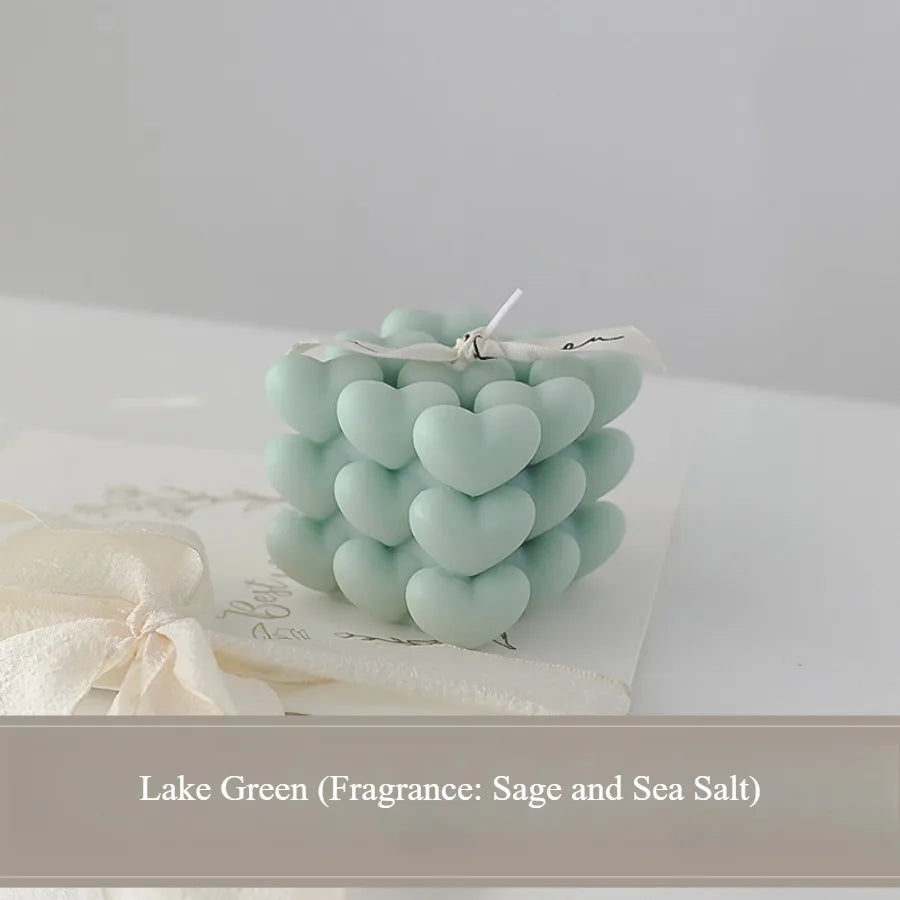 Pastel Heart Cube Soy Wax Candle – Sculptural Decor & Gift - candletown.net