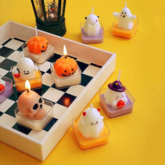 Cute Halloween Tealight Candles – Pumpkin & Skull Designs