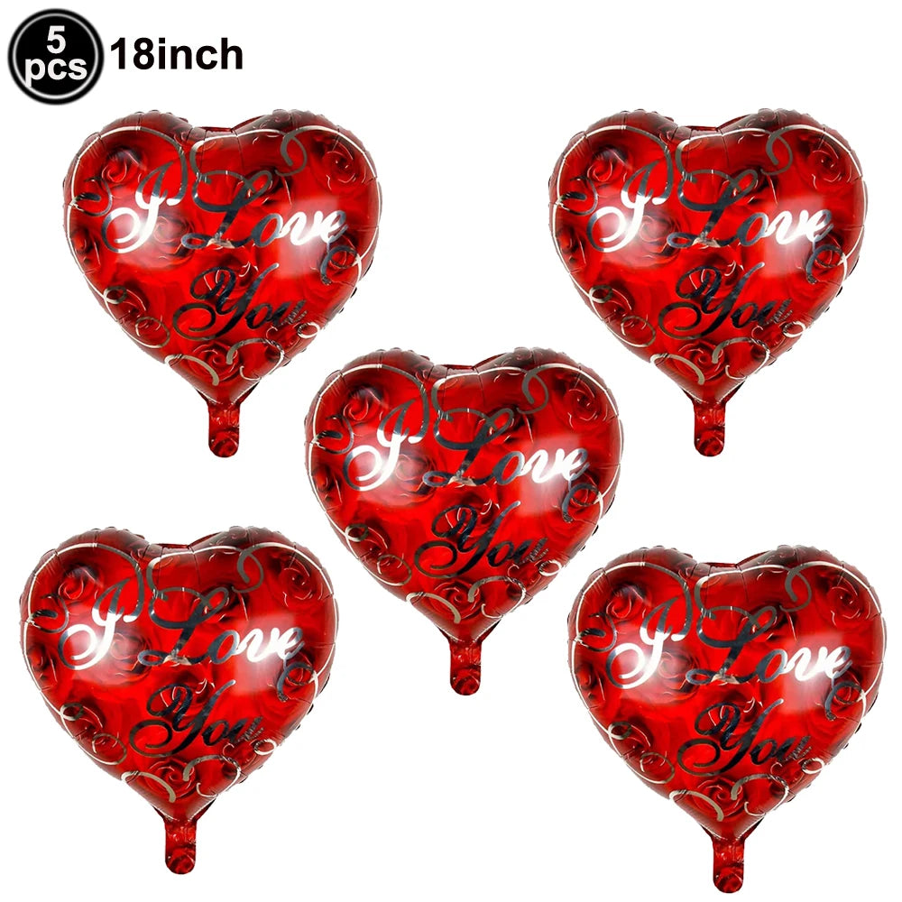 Heart Shaped Foil Balloons – 18 Inch (5 pcs) - candletown.net