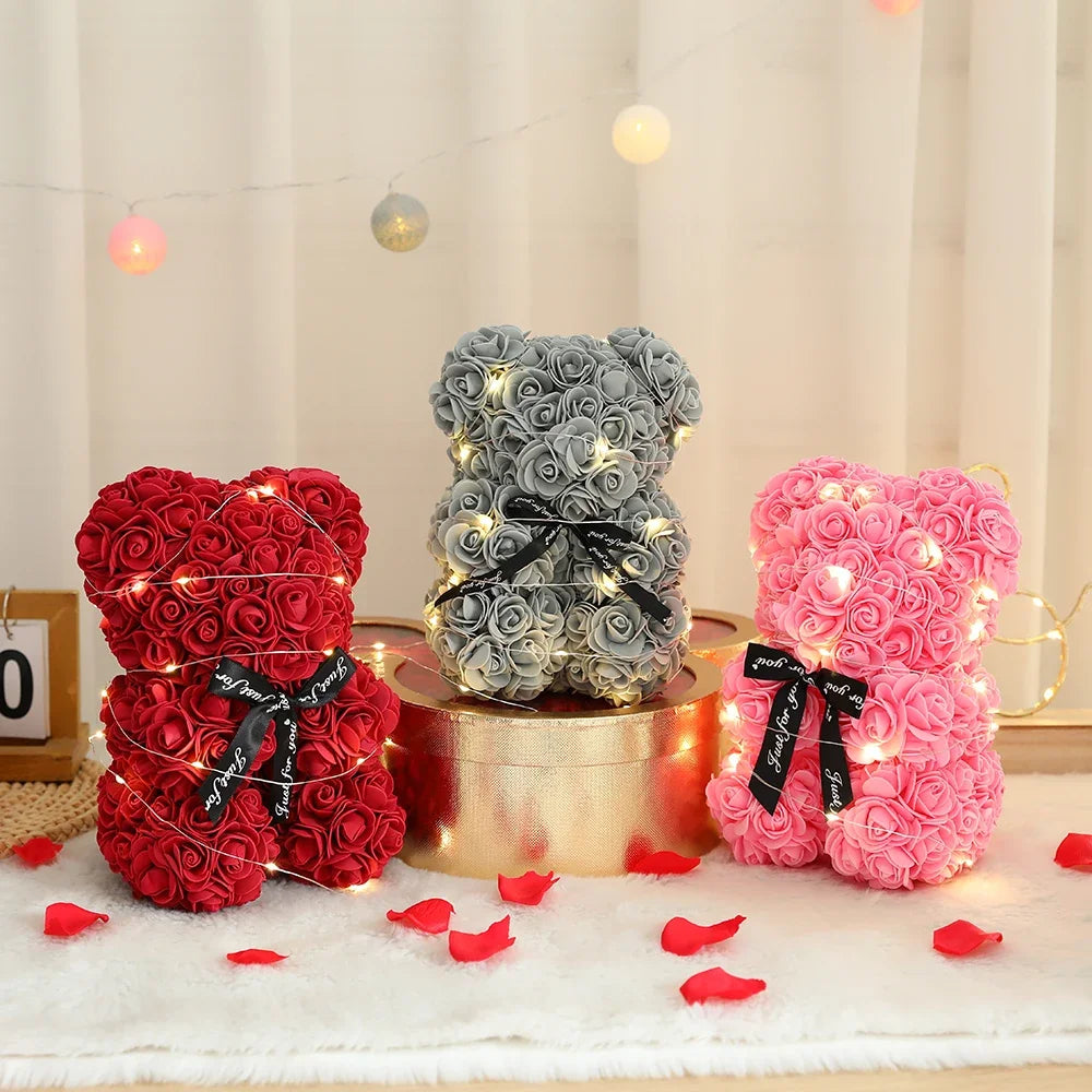 Artificial Teddy Rose Flower Bear