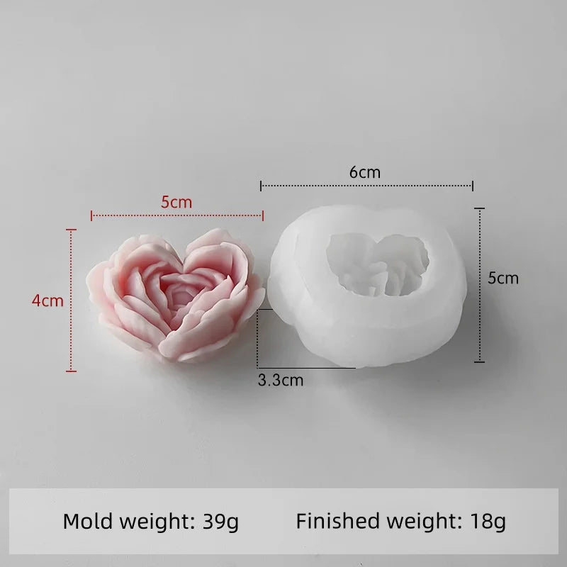 Heart Rose Silicone Mold for DIY Candle Making