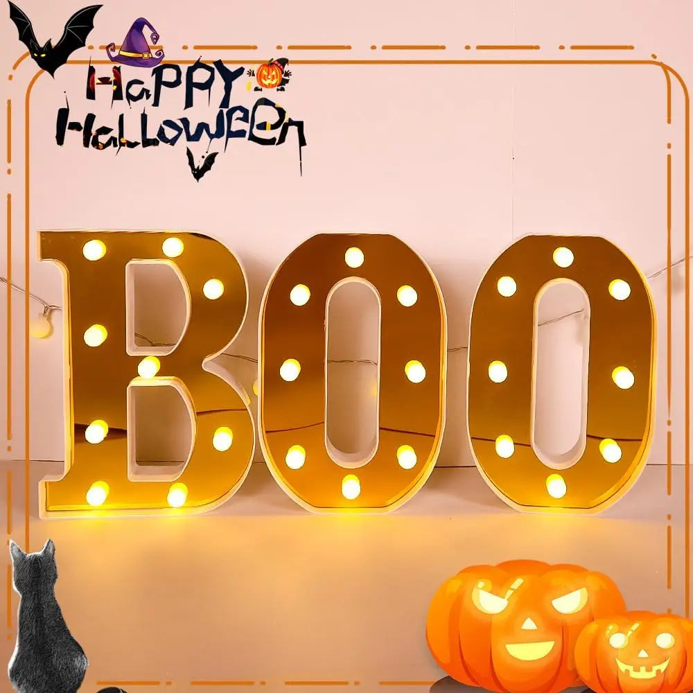 BOO LED Halloween Letter Lights – Indoor Marquee Decor