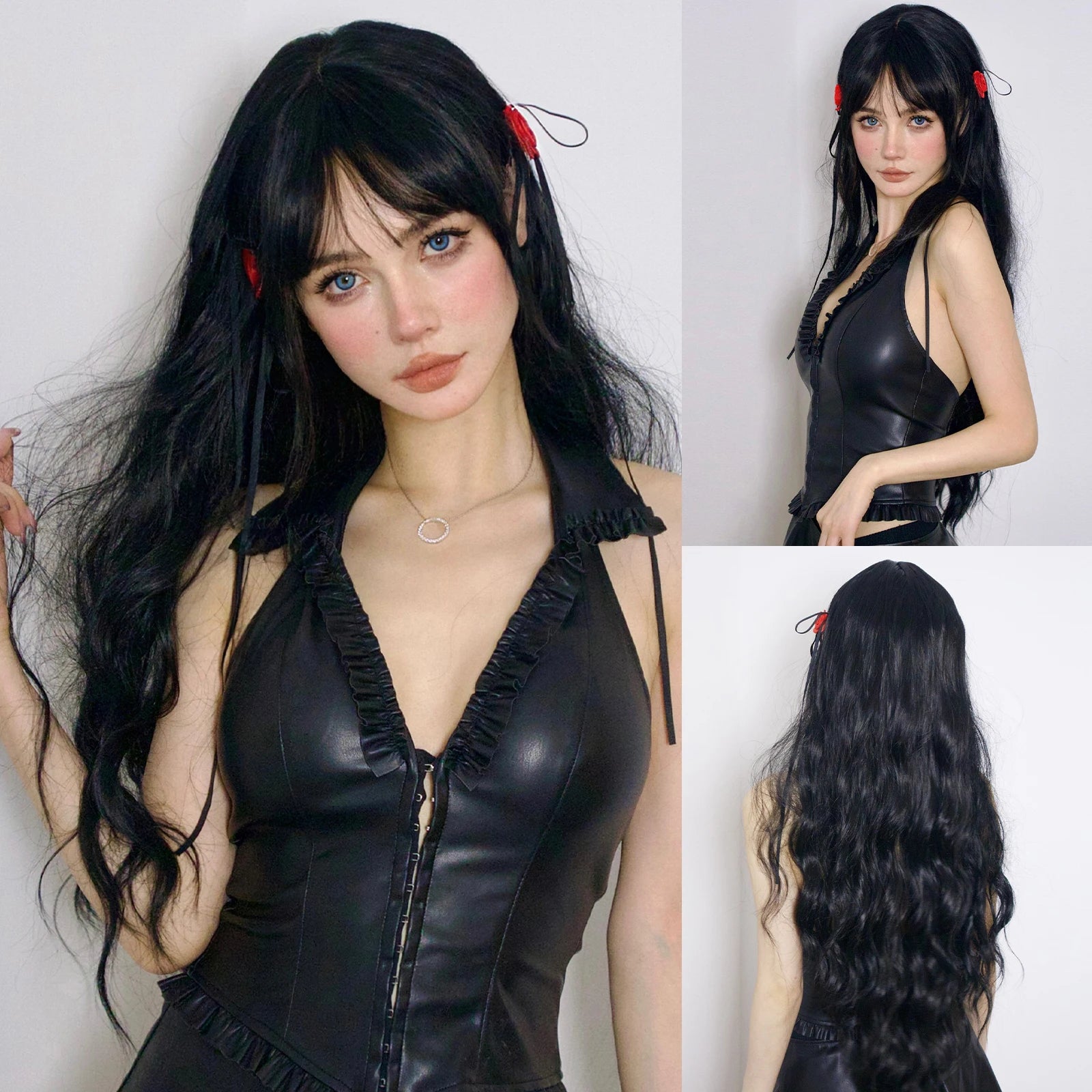 Curly Wig with Bangs – Heat-Resistant Cosplay & Party Wig