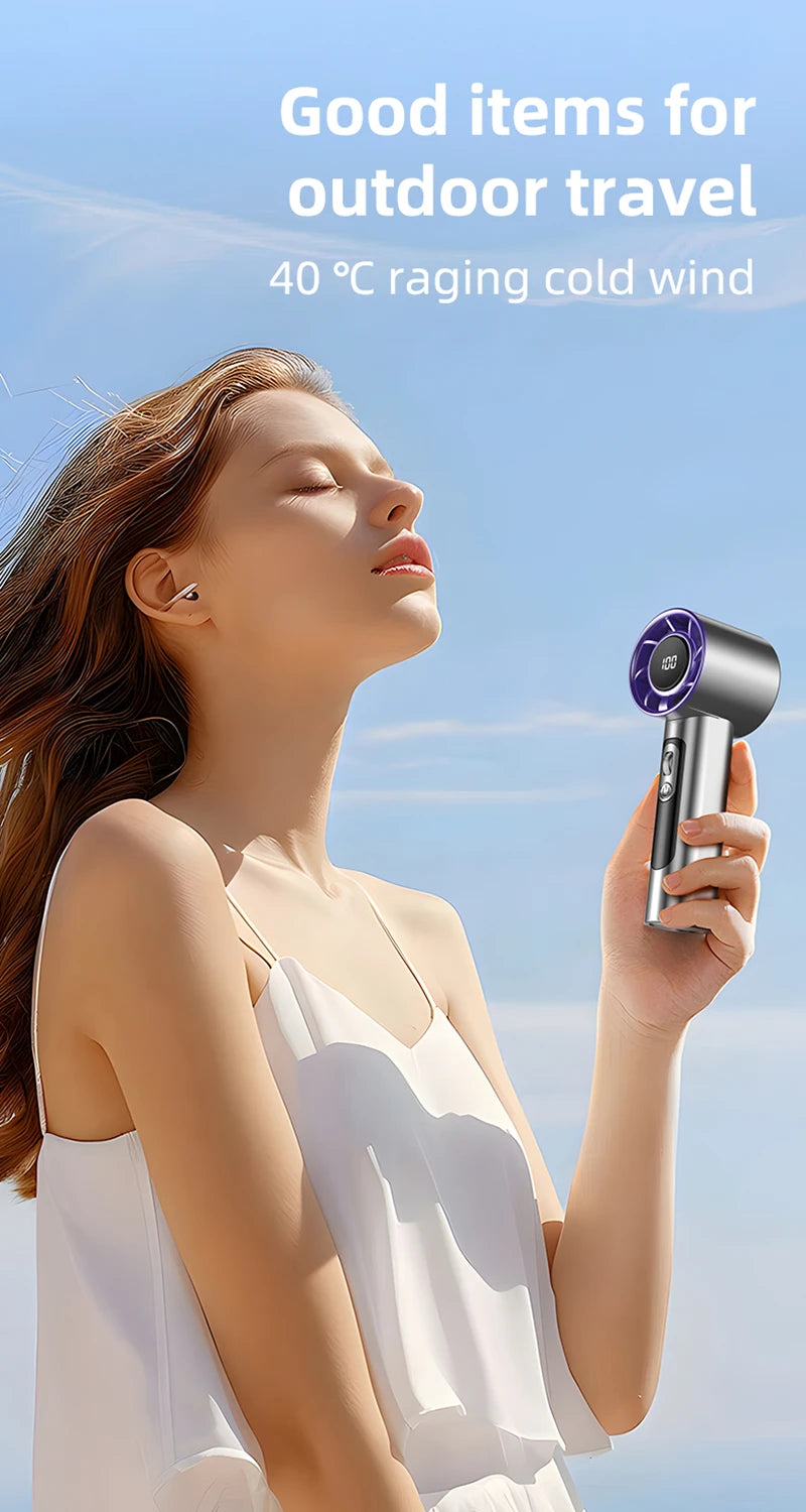Handheld USB Fan with 100 Wind Speeds – Mini Turbo Cooling Fan