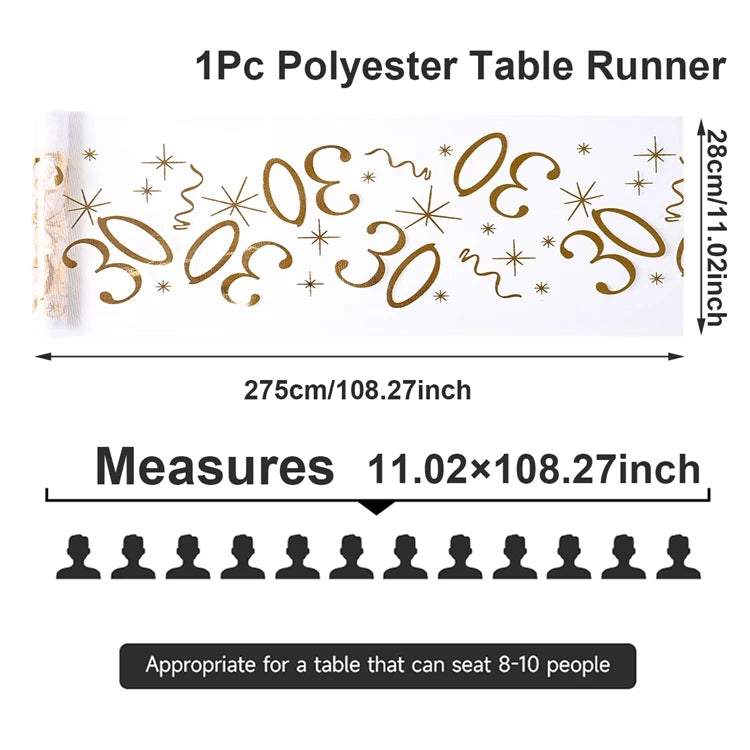 Birthday Table Runner – Gold, Silver & Black - candletown.net