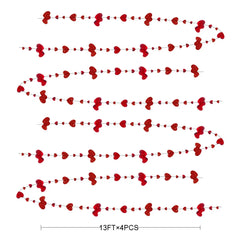 Red Glitter Heart Hanging Garland - candletown.net