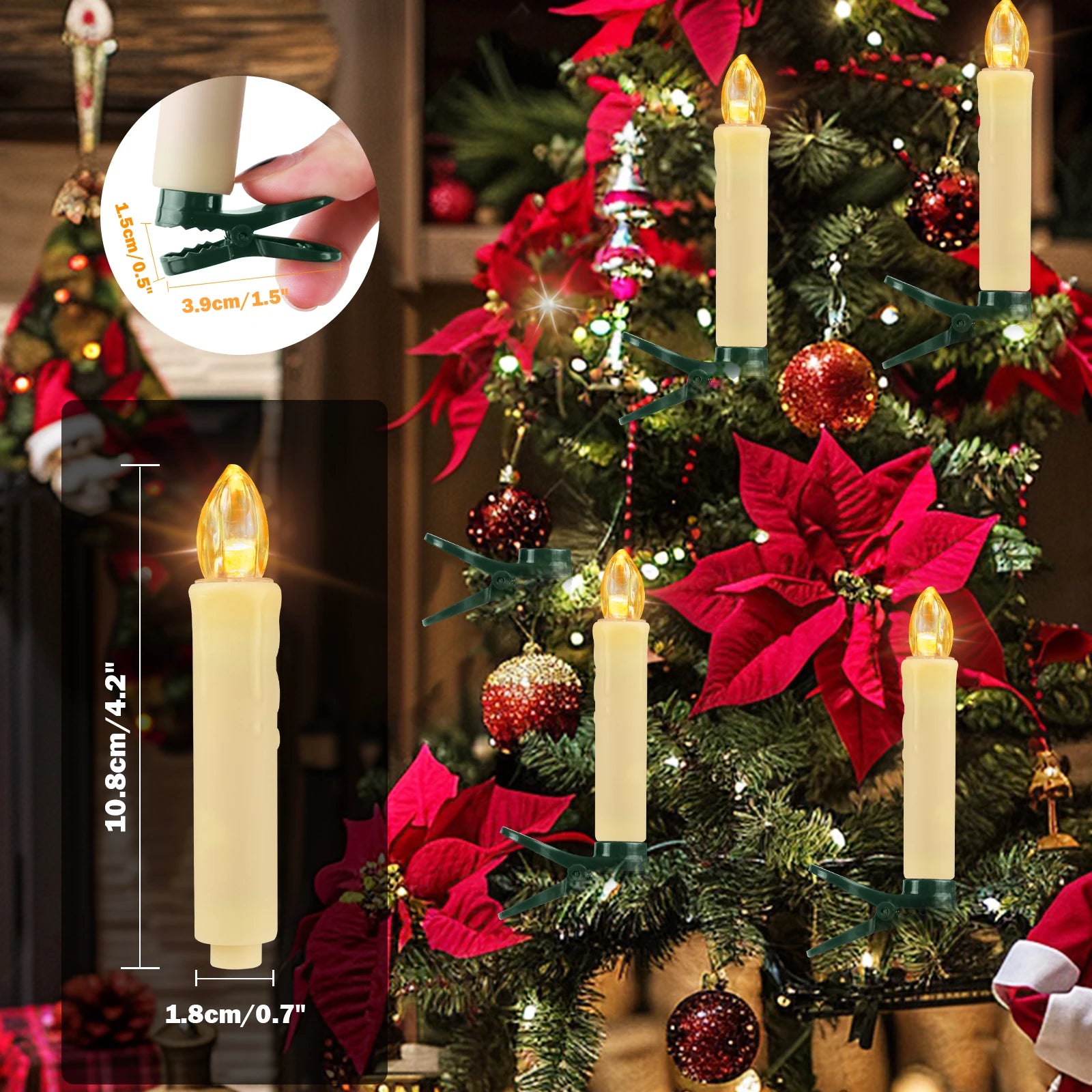 Flameless LED Taper Candles for Christmas Tree