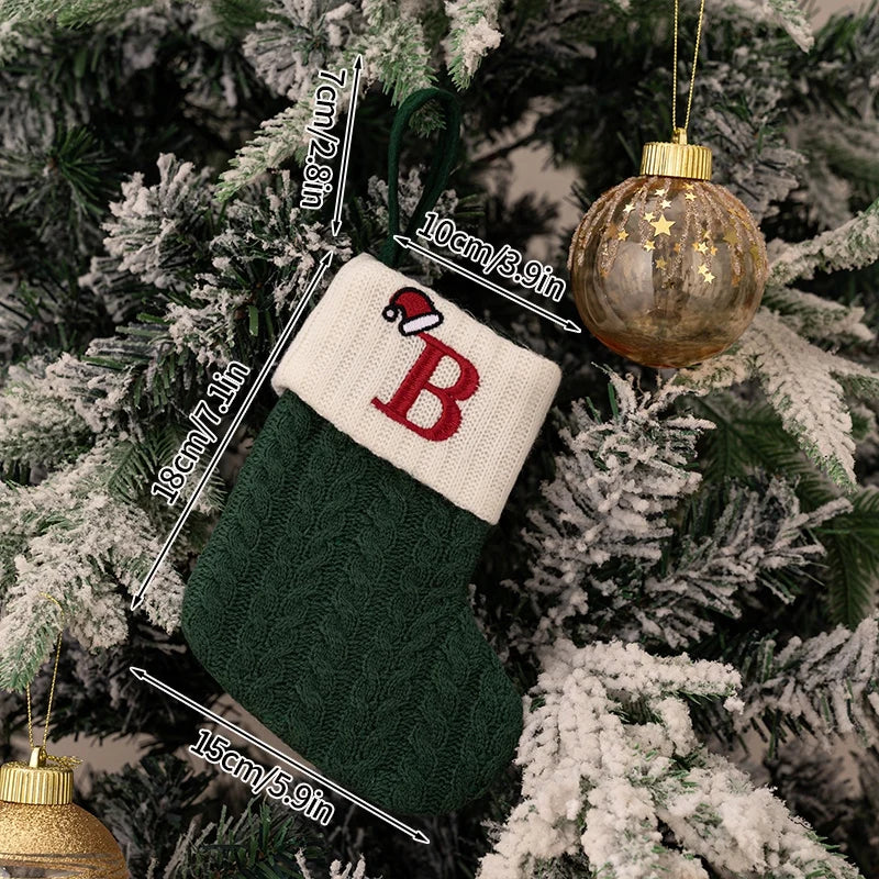 Christmas Knitted Stocking with Letter Design