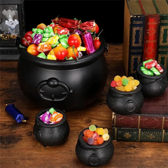 Black Plastic Cauldron Candy Bucket – Halloween Trick or Treat Jar