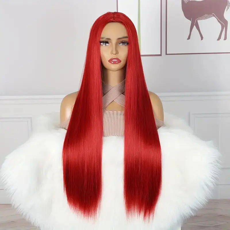 Long Straight Synthetic Wig with Bangs – Natural Look Wig for Women