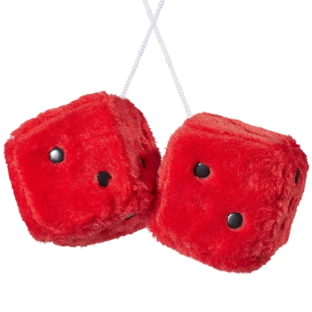 Retro 90s Fuzzy Dice – Plush Hanging Car Mirror Dice - candletown.net