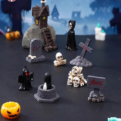 Mini Halloween Figurines – Resin Ghosts, Skulls & Tombstones for Spooky Decor