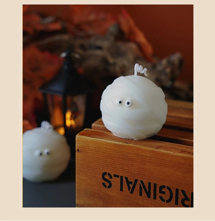 Halloween Kynttiläsarja – Käsintehdyt Tuoksukynttilät (Kallo, Kurpitsa, Hautakivi)