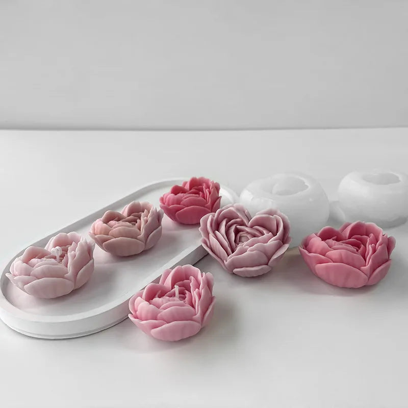 Heart Rose Silicone Mold for DIY Candle Making