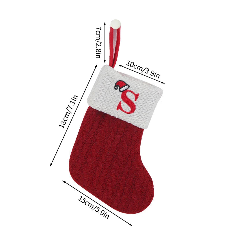 Christmas Knitted Stocking with Letter Design