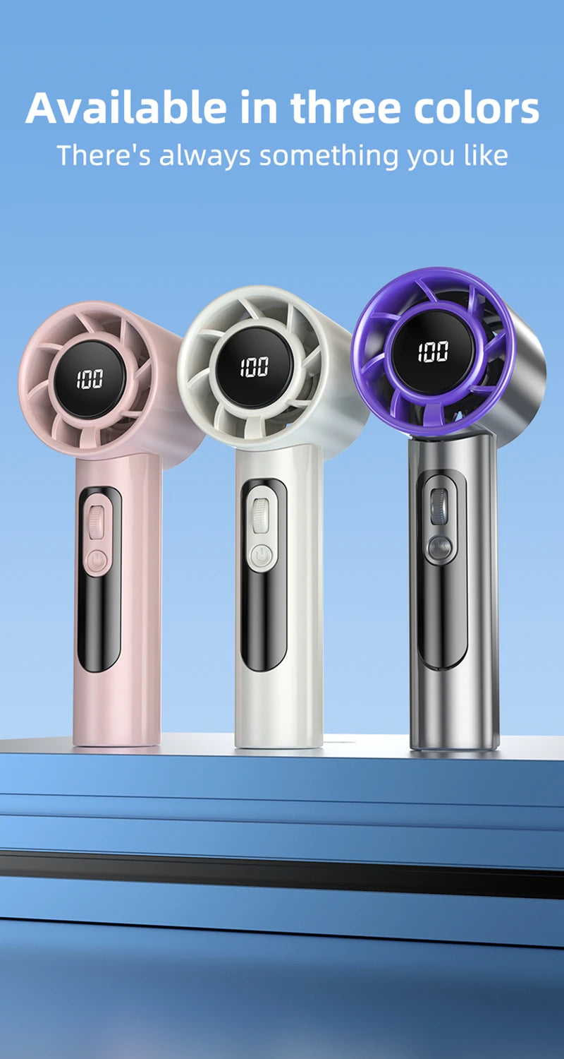 Handheld USB Fan with 100 Wind Speeds – Mini Turbo Cooling Fan