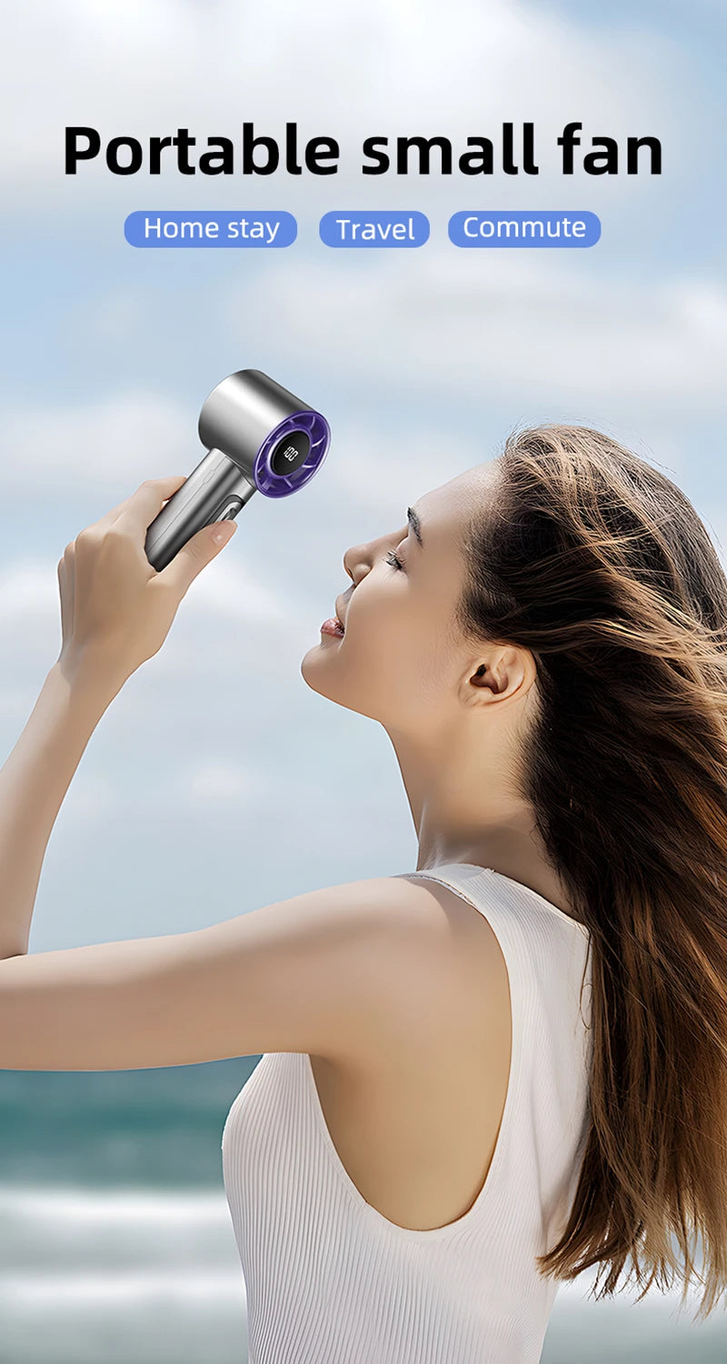 Handheld USB Fan with 100 Wind Speeds – Mini Turbo Cooling Fan