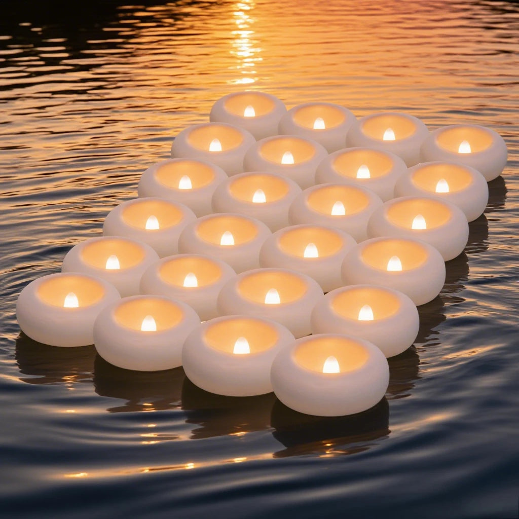 24-Pack Flickering LED Tea Light Candles – Remote & Flameless Decor