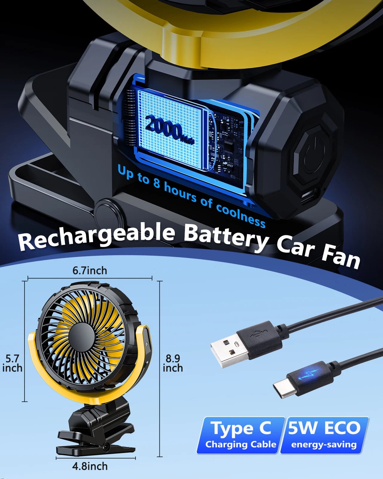 Portable Clip-On Fan for Stroller, Desk & Car - candletown.net