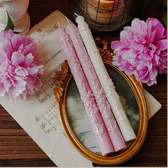 Embossed Long Taper Candle – Handcrafted Decorative Elegance