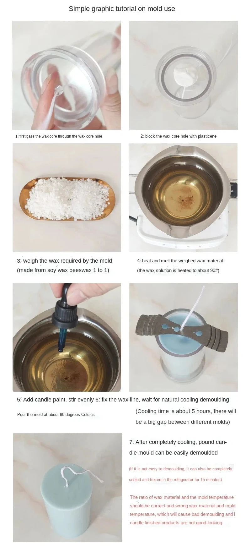 Large Cylindrical Candle Mold for DIY Pillar Candles