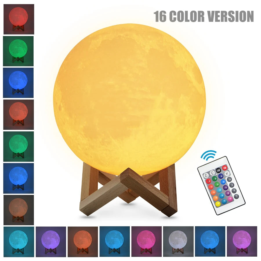 3D Moon Lamp – Rechargeable Touch Night Light - candletown.net