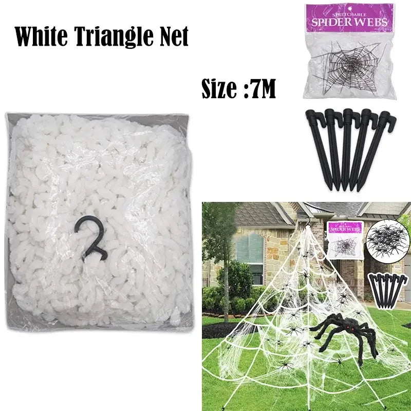Halloween Spider Web with Spiders – Haunted House Decoration Set
