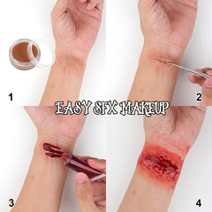 Halloween Makeup Kit – 4 Colors, Fake Blood & Scar Wax