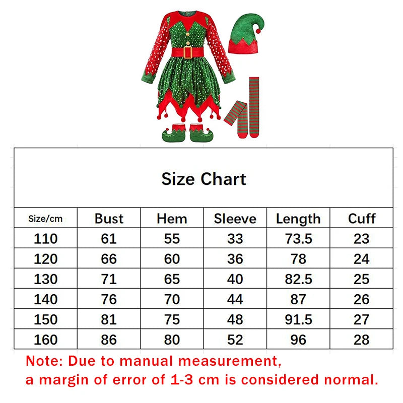 Girls Christmas Elf Costume Set
