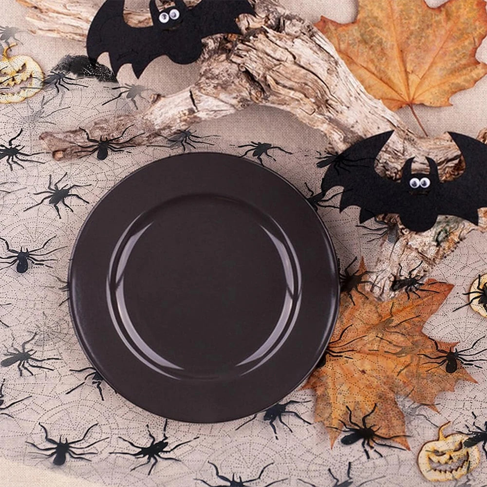 Halloween Mesh Lace Table Runner – Bat, Spider Web & Skull Design - candletown.net