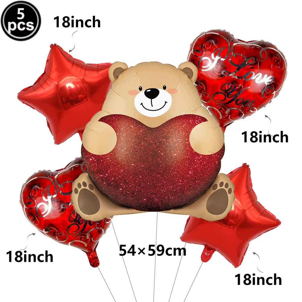 Heart Shaped Foil Balloons – 18 Inch (5 pcs) - candletown.net