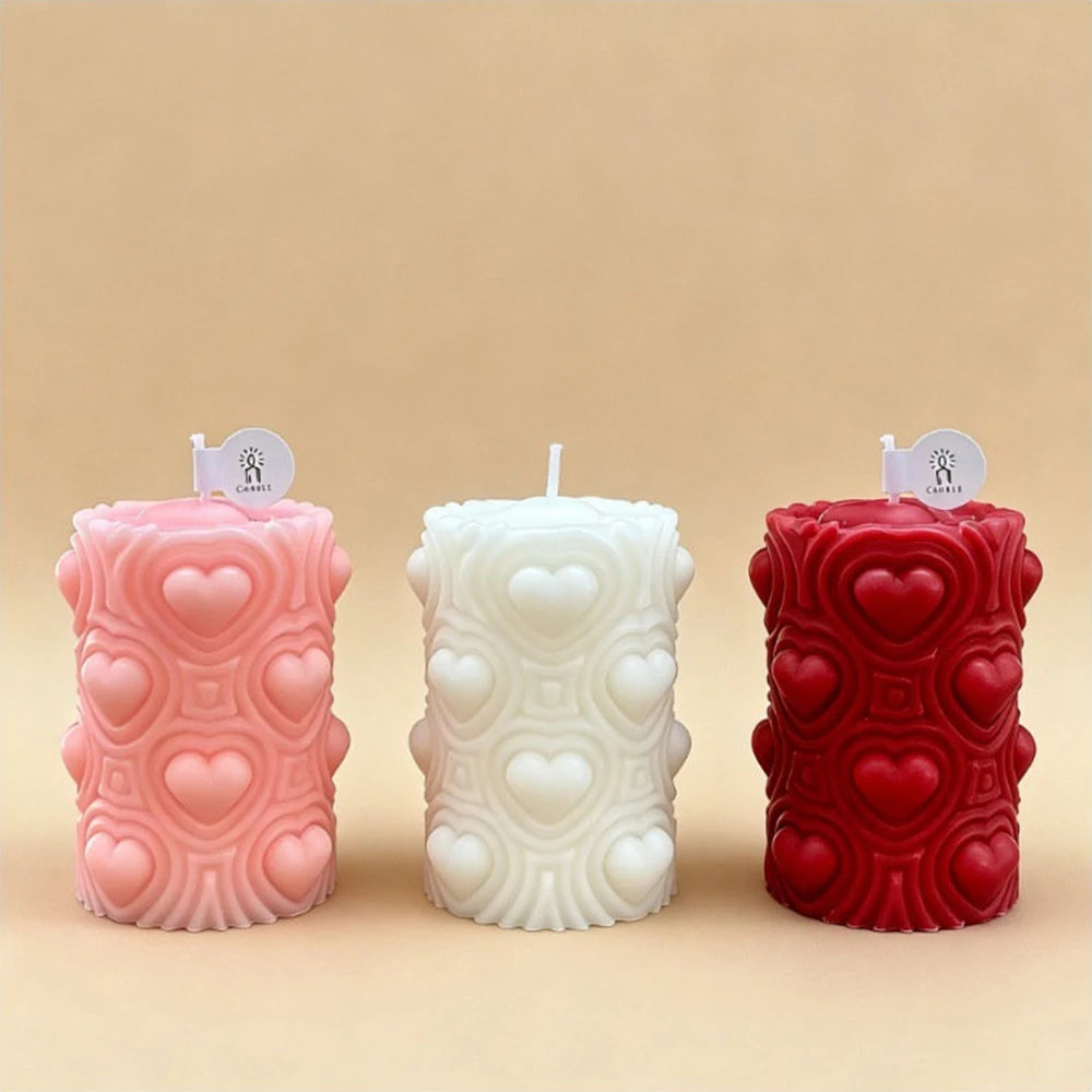 Heart Pattern Pillar Candle